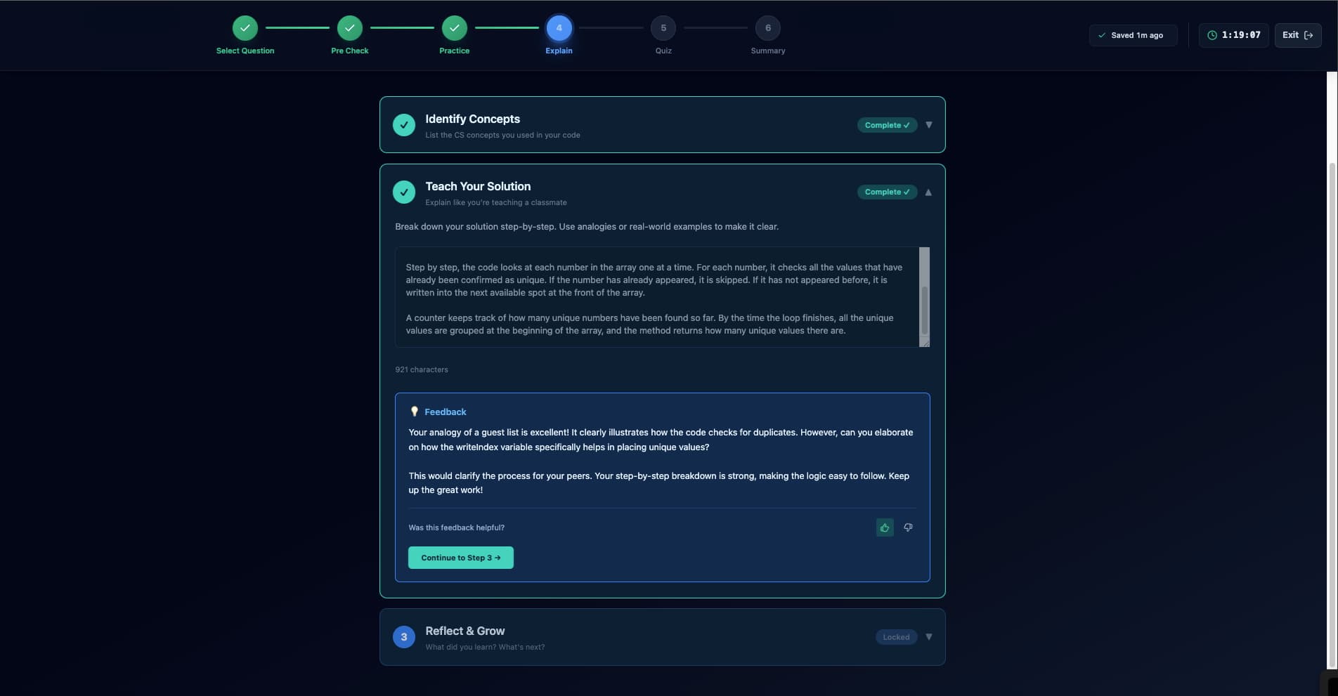 AI Feedback Interface